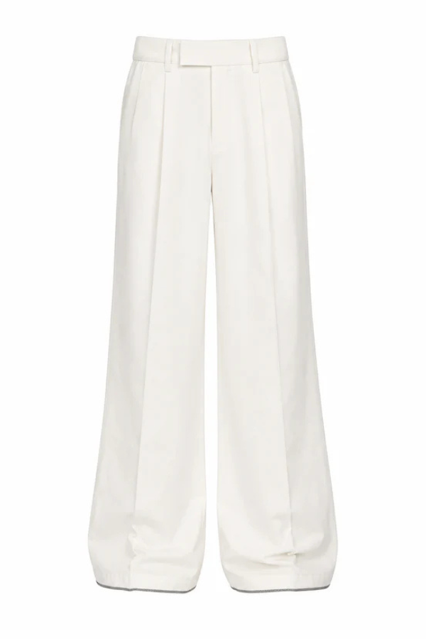 Threadtails signature off white wide leg pants