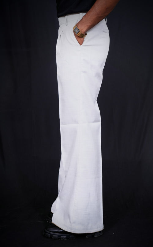 TEXTURED GREY WIDE LEG PANTS