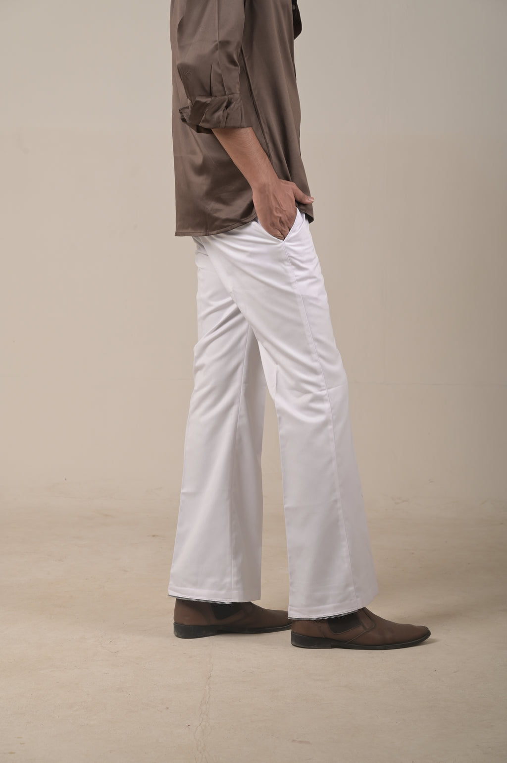Threadtails classic white Bootcut trousers