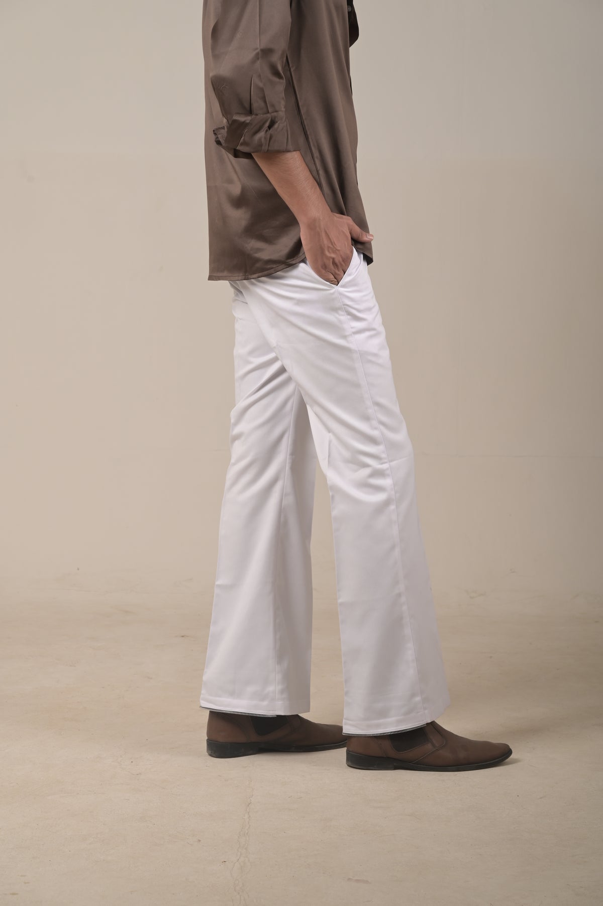 Threadtails classic white Bootcut trousers
