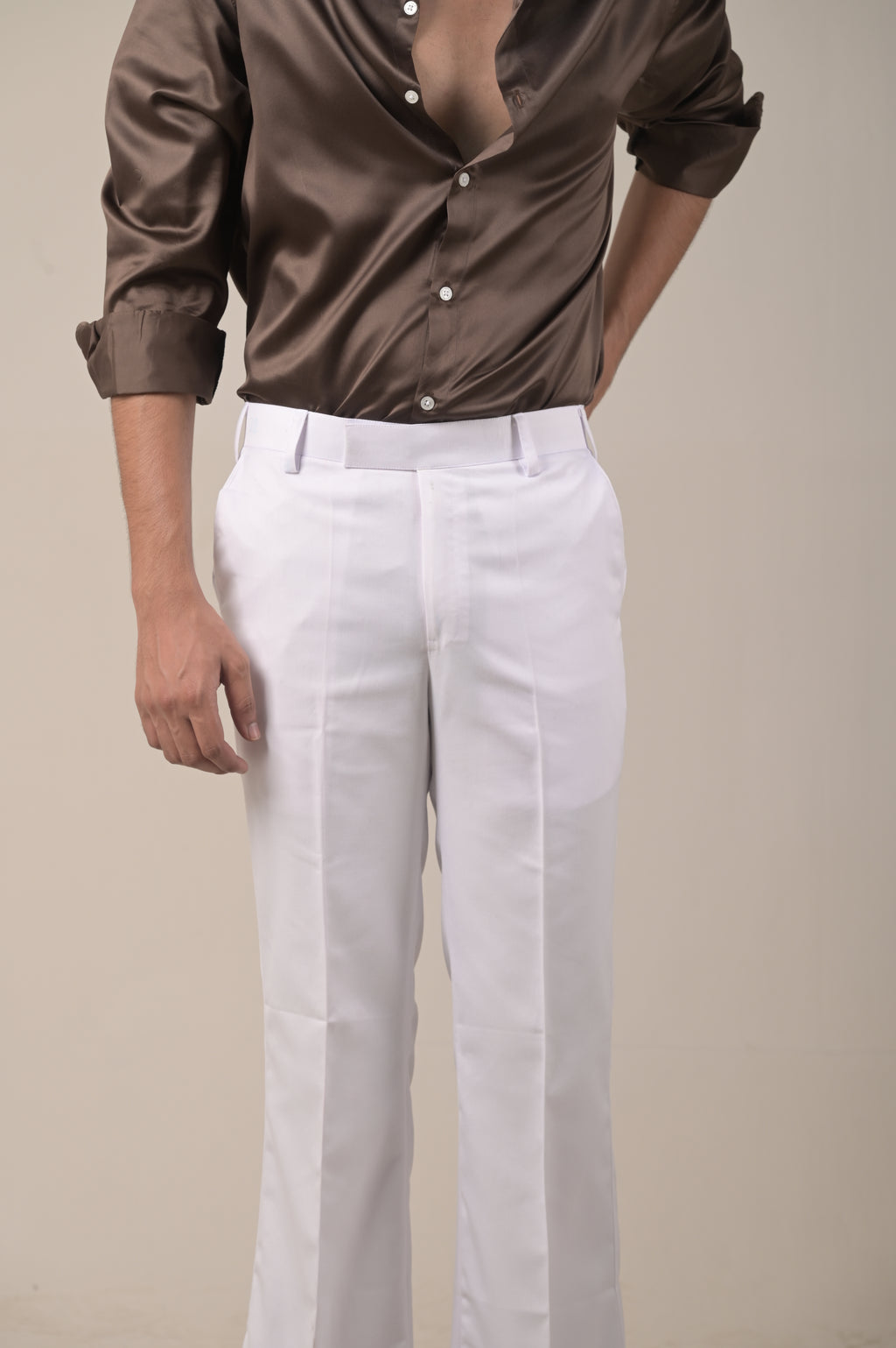 Threadtails classic white Bootcut trousers