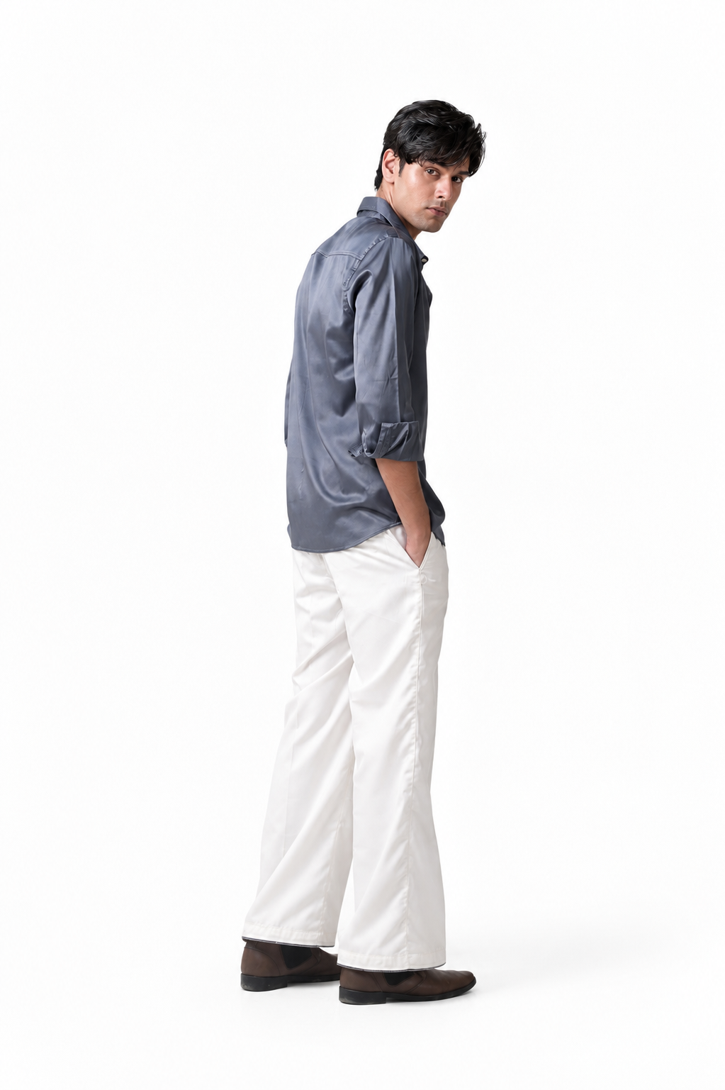 Threadtails signature off white wide leg pants