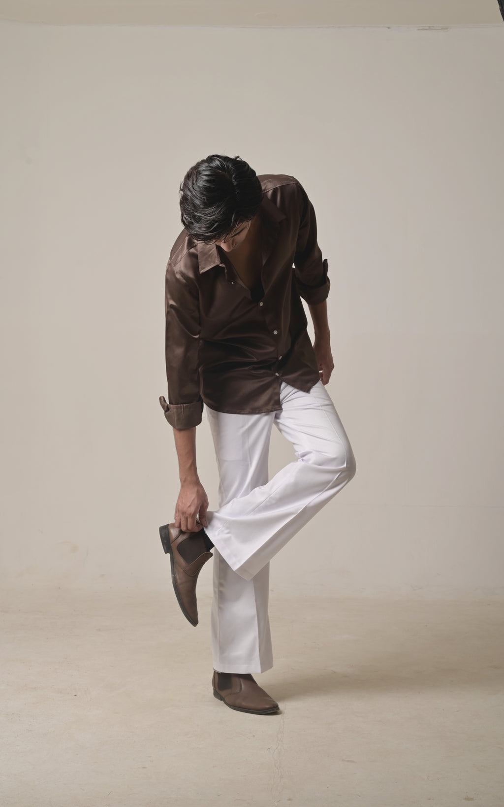 Threadtails classic white Bootcut trousers