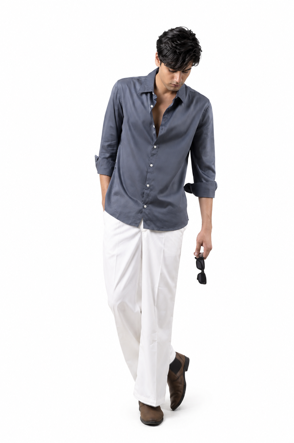 Threadtails signature off white wide leg pants