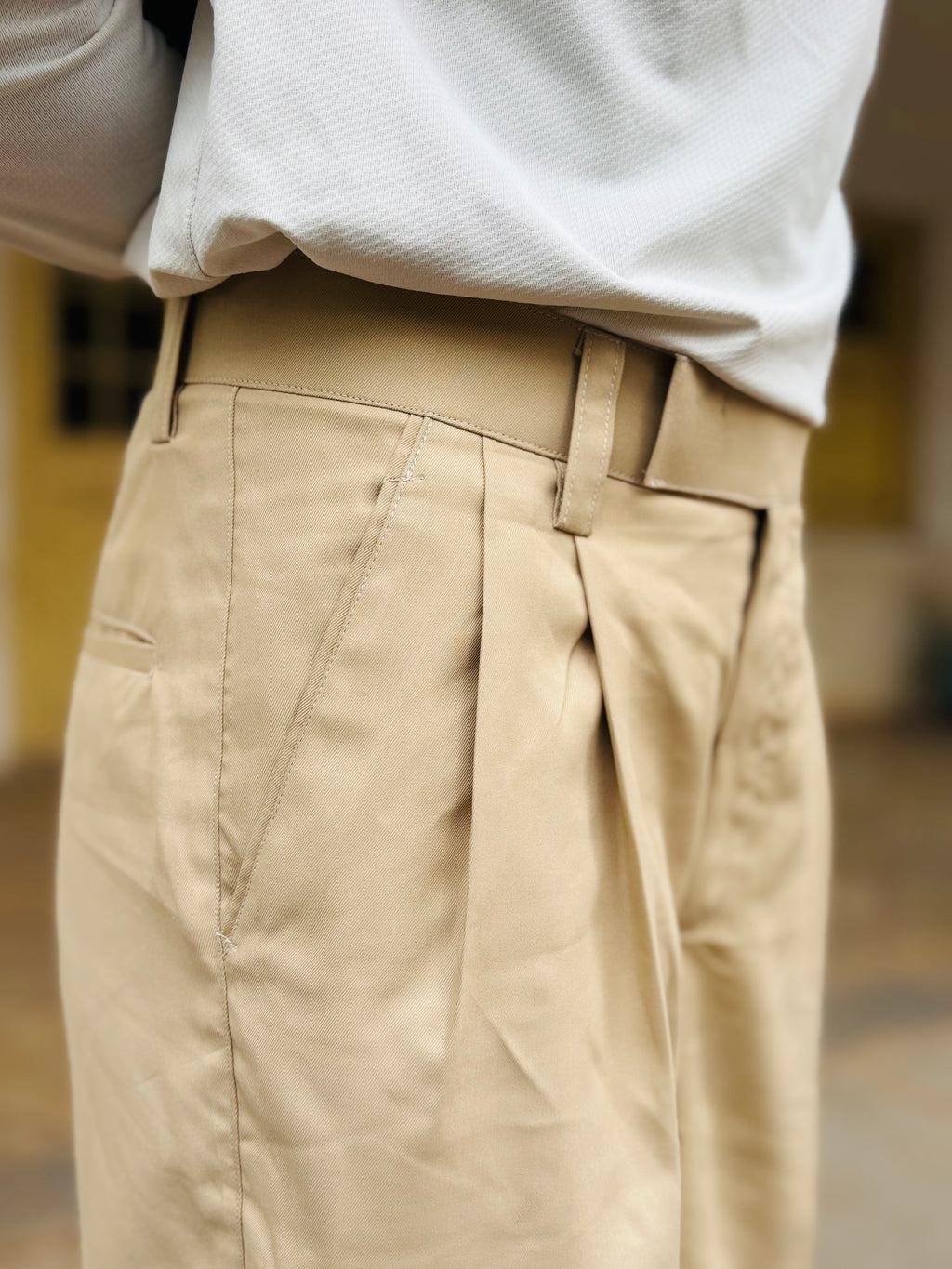 BEIGE WIDE LEG PANTS