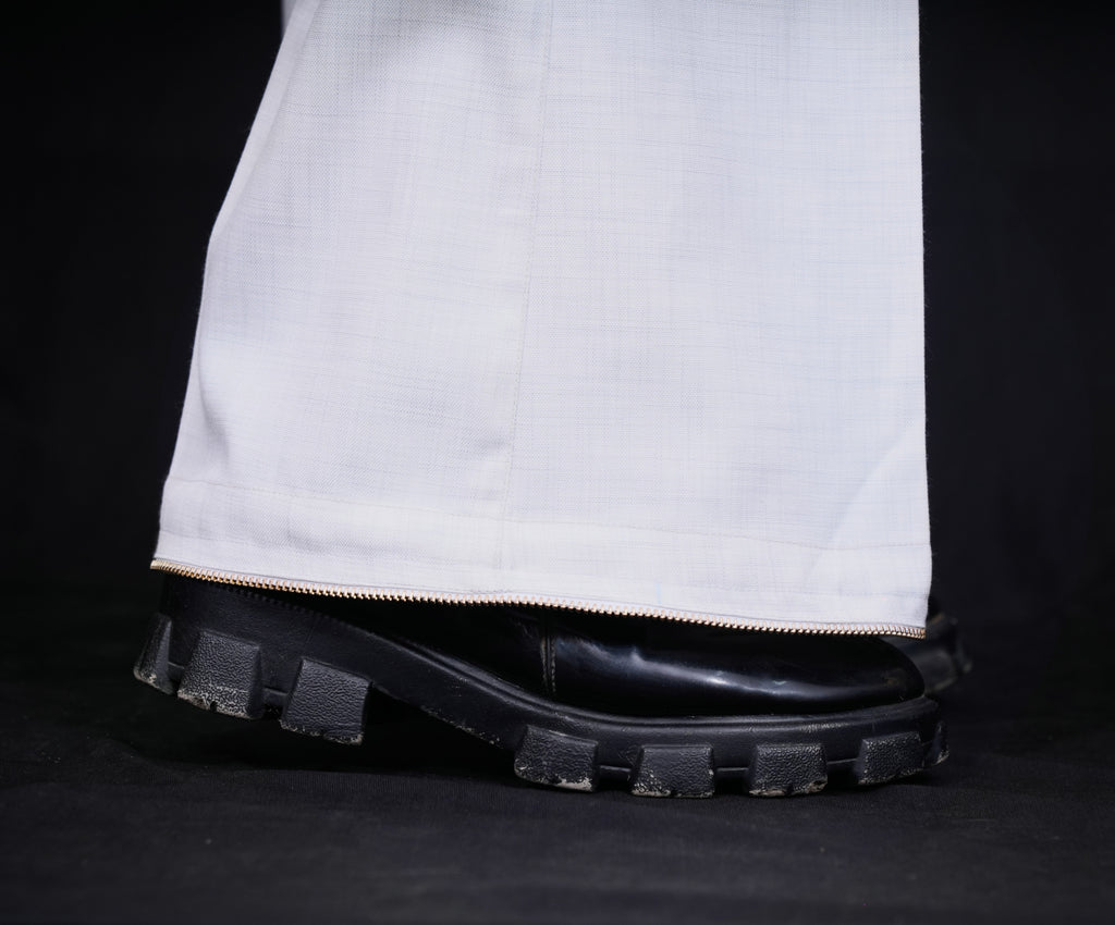 TEXTURED GREY WIDE LEG PANTS