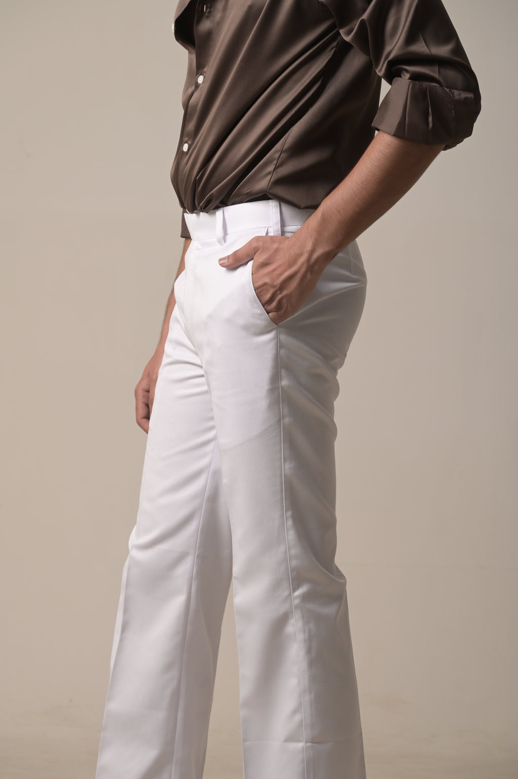 Threadtails classic white Bootcut trousers