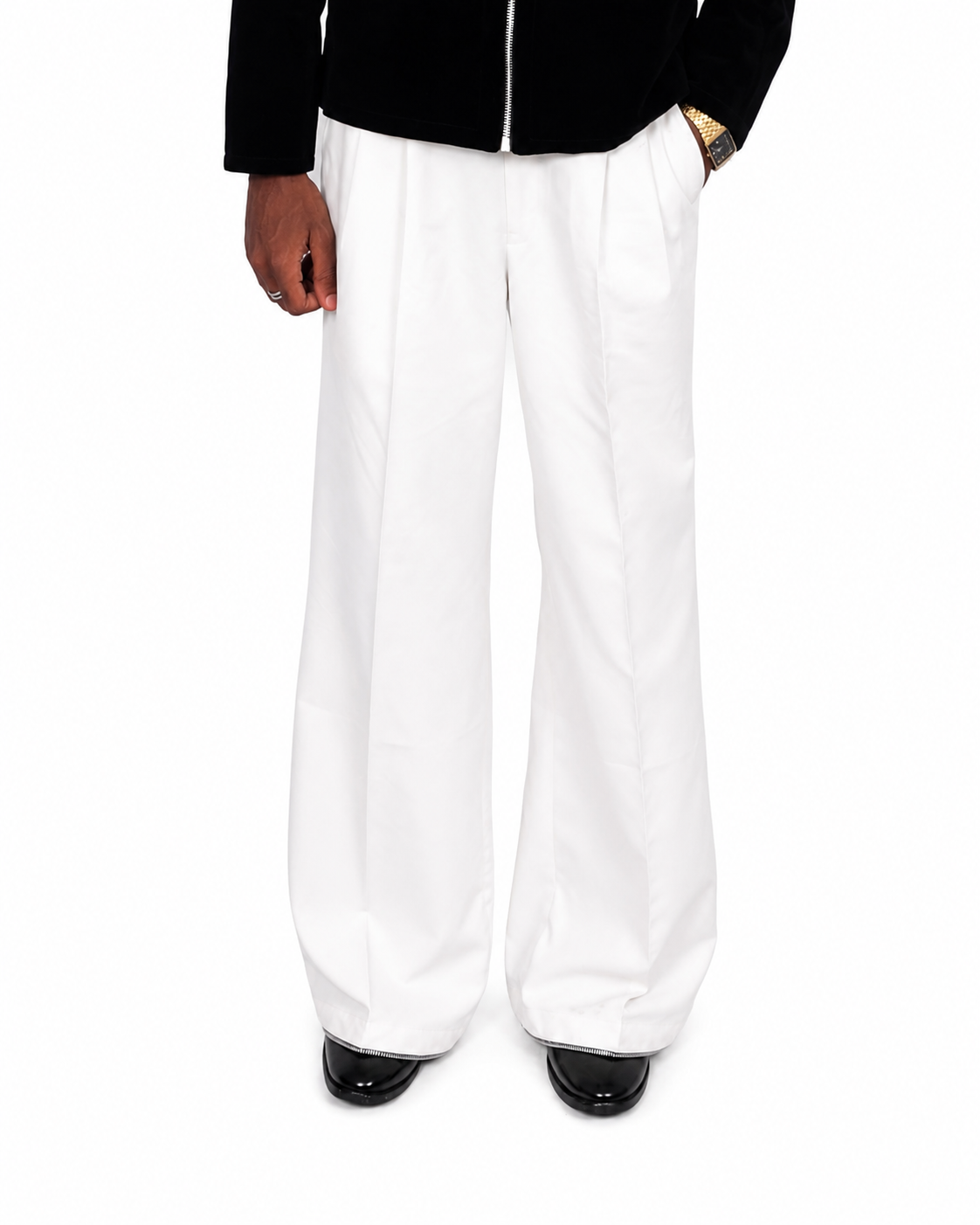 Threadtails signature off white wide leg pants