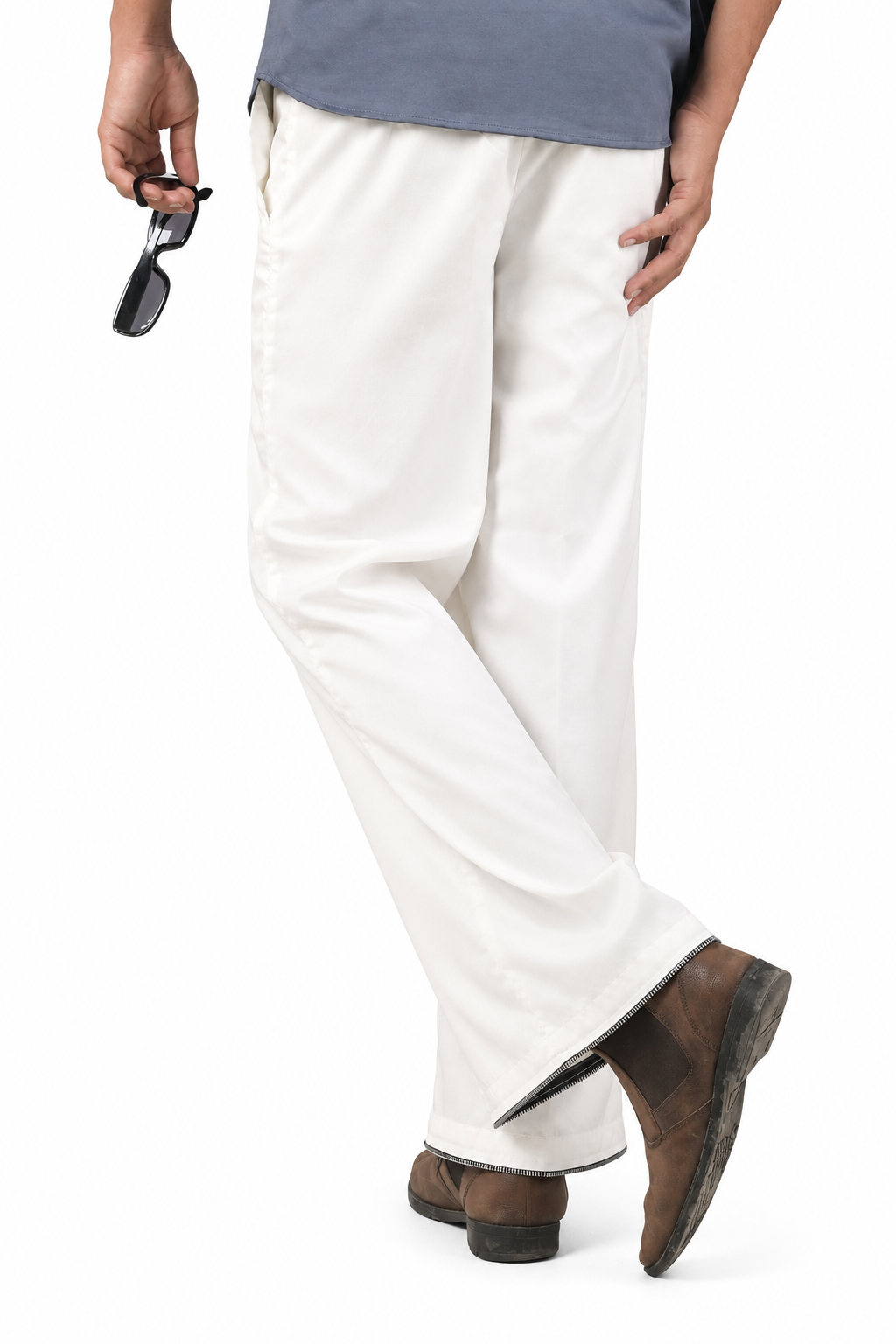 Threadtails signature off white wide leg pants